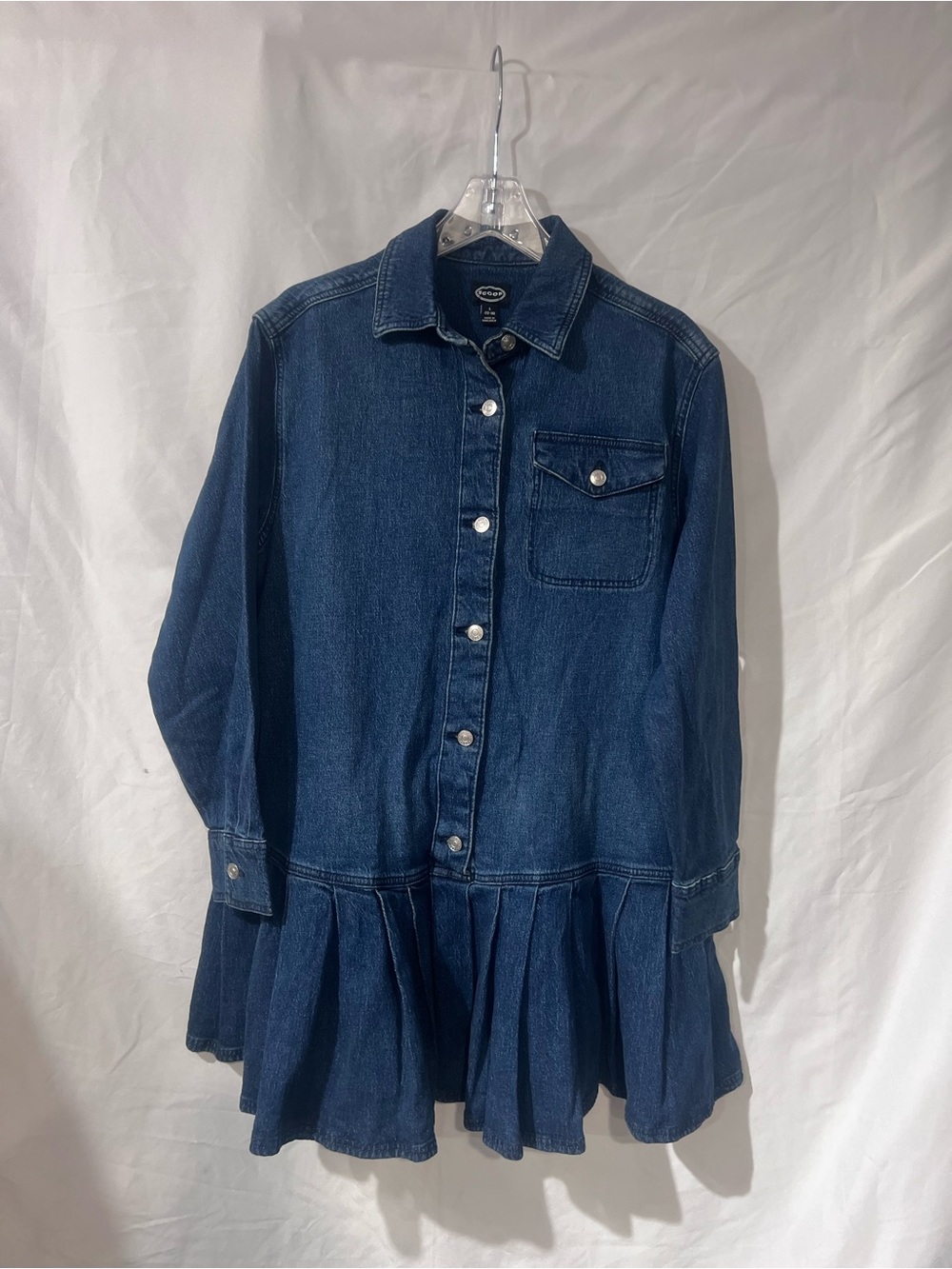 Dark Indigo Denim Peplum Button-Front Jacket